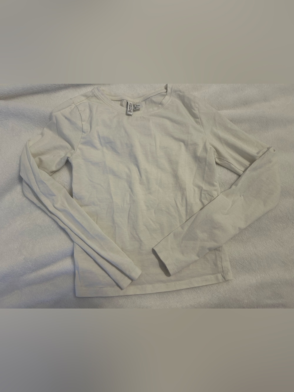 Divided Cream Scoop Neck Long Sleeve Top